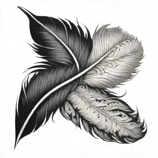Black feather with white tip tattoo tattoo design idea
