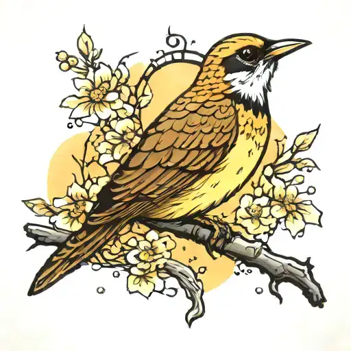 lark under golden sky tattoo design idea