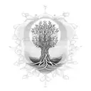 An art-inspired tattoo capturing the beauty of nature and philosophy, with a dotwork representation of a tree of life intertwined with philosophical quotes tattoo design idea