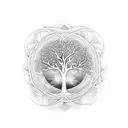 An art-inspired tattoo capturing the beauty of nature and philosophy, with a dotwork representation of a tree of life intertwined with philosophical quotes tattoo design idea