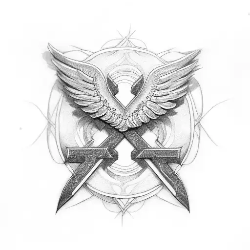 Christian Cross with Wings tattoo design idea