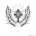 angel wings on a cross tattoo design idea