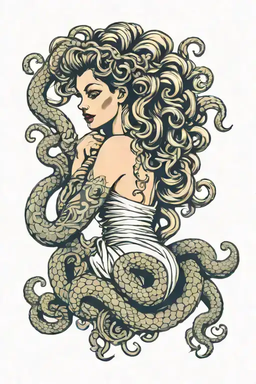 Medusa pinup girl tattoo design idea