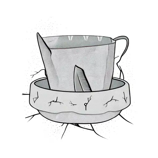 chef knife with tree roots, a disc golf basket tattoo design idea