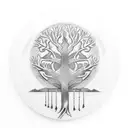 chef knife with tree roots, a disc golf basket tattoo design idea