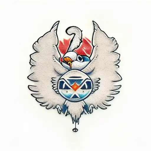 Stitch hugging a eagle  tattoo design idea