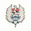 Stitch hugging a eagle  tattoo design idea