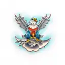 Stitch hugging a eagle  tattoo design idea