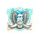 Stitch hugging a eagle  tattoo design idea