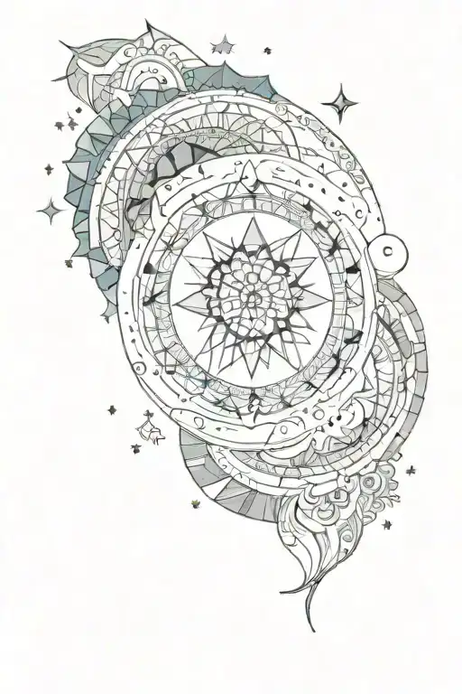 mountains oceans winters rivers stars mandala design tattoo design idea