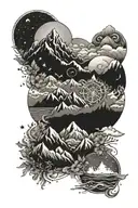 mountains oceans winters rivers stars mandala design tattoo design idea