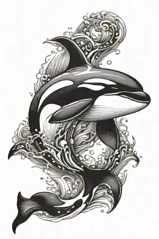 1 killer whale swimming tattoo design idea