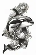 1 killer whale swimming tattoo design idea