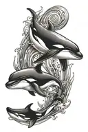 1 killer whale swimming tattoo design idea