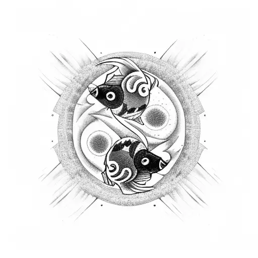 yin yang Koi Fish tattoo design idea