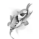 yin yang Koi Fish tattoo design idea