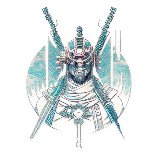 cyberpunk witcher ronin tattoo design idea