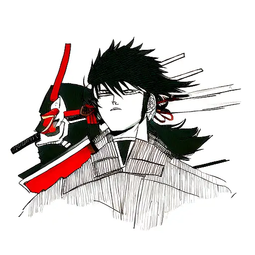 cyberpunk ronin samurai  tattoo design idea