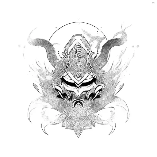 Phoenix to samurai warrior transition  tattoo design idea