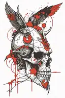 viking crow skull tattoo design idea