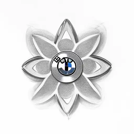 bmw car with a lucky four-leaf clovers tattoo design idea