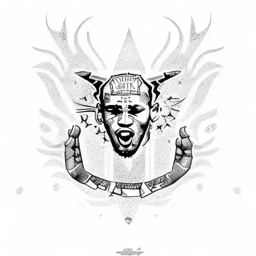 A dotwork tattoo of Neymar's iconic celebration pose tattoo design idea