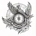 Clock burning with phoenix tattoo design idea