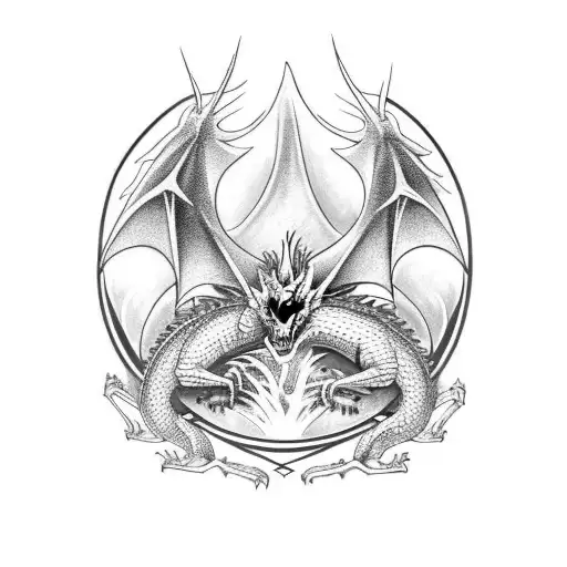 Dragon and Phoenix skeletons  tattoo design idea