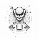 An alien astronaut floating in zero gravity tattoo design idea