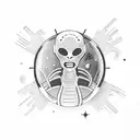 An alien astronaut floating in zero gravity tattoo design idea