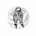 An alien astronaut floating in zero gravity tattoo design idea