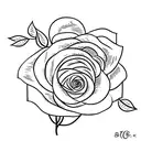 A simplistic design showcasing a single rose and a few elegantly placed leaves tattoo design idea