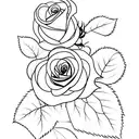 A simplistic design showcasing a single rose and a few elegantly placed leaves tattoo design idea