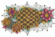 DMT molecule, flower of life, geometrical patterns tattoo design idea