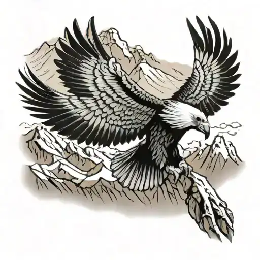 andean condor flying over andes mtn  tattoo design idea