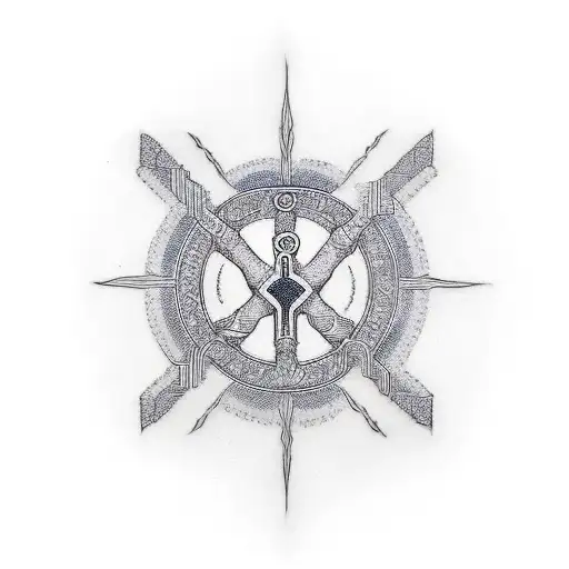 Marcus Aureulies Meditation with greek keys and the stoic symbol. tattoo design idea