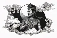 reyes with clouds surrounding tattoo design idea