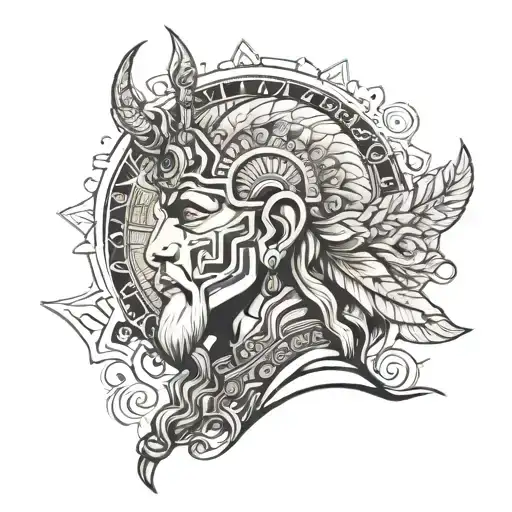 annunaki god with creation tattoo design idea