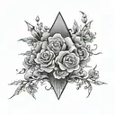 Cloud formations shaped like thunderbolts and adorned with flowers and diamonds tattoo design idea