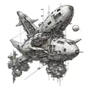 A mechanical engineer working on a spaceship, representing the journey from financial and emotional struggles to success tattoo design idea