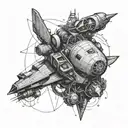 A mechanical engineer working on a spaceship, representing the journey from financial and emotional struggles to success tattoo design idea