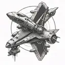 A mechanical engineer working on a spaceship, representing the journey from financial and emotional struggles to success tattoo design idea