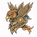 pheonix, eagle, lion, spartan helmet, gladiator tattoo design idea