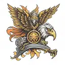 pheonix, eagle, lion, spartan helmet, gladiator tattoo design idea