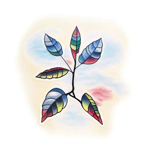willow tree branch leaves tattoo design idea