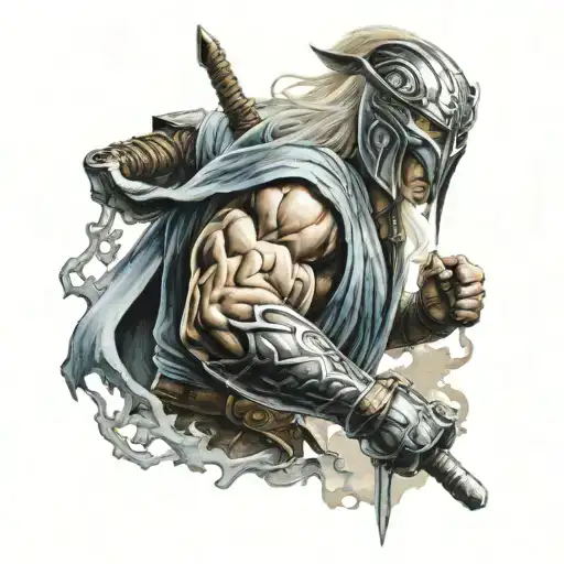 raiden mortal kombat vs thor hammer tattoo design idea