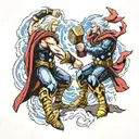 raiden vs thor hammer and lightning tattoo design idea