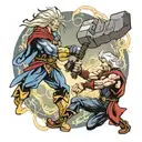 raiden vs thor hammer and lightning tattoo design idea