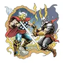 raiden vs thor hammer and lightning tattoo design idea