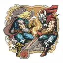 raiden vs thor hammer and lightning tattoo design idea